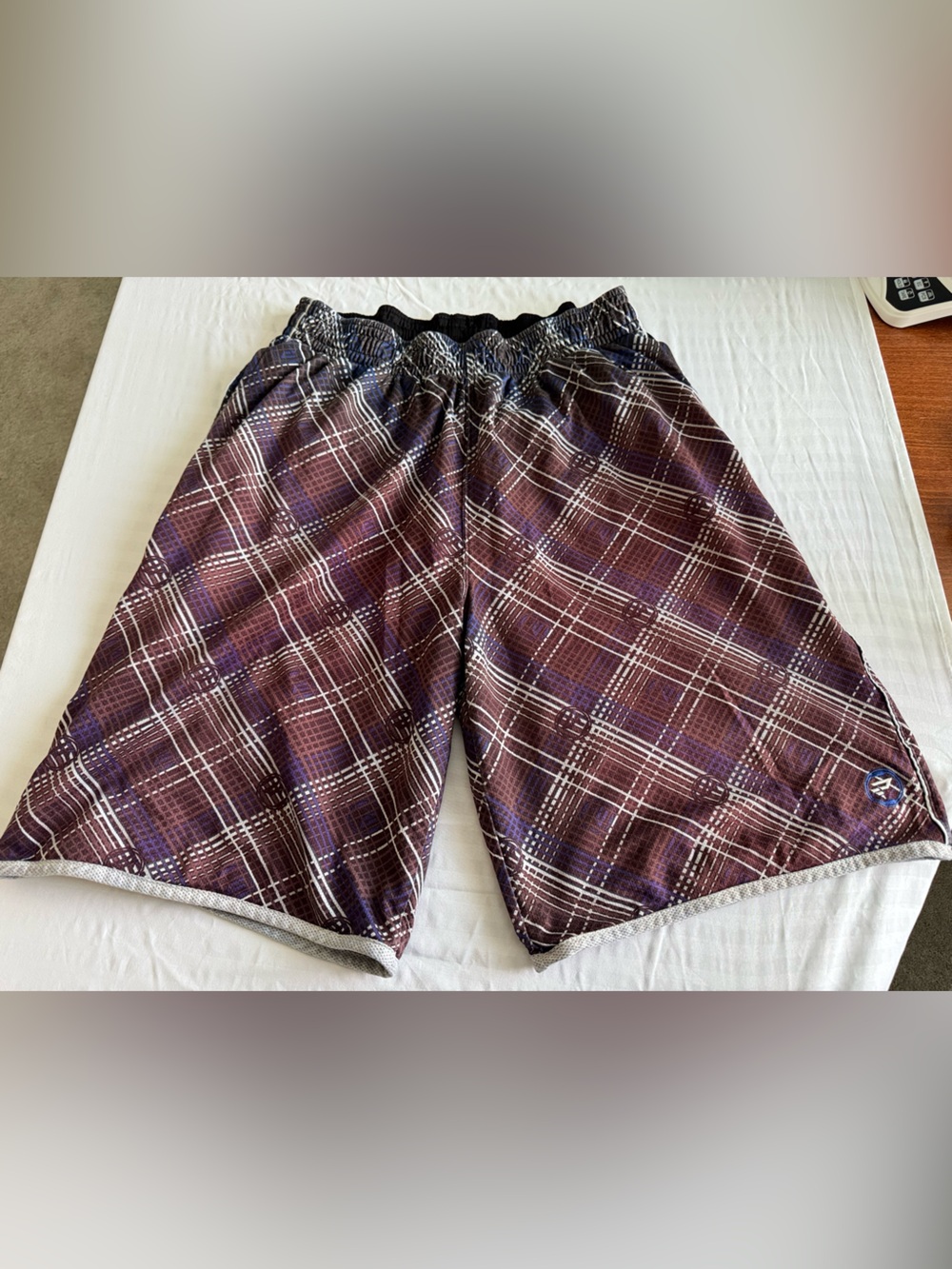 Protege Men's Athletic Plaid Performance Shorts in Purple